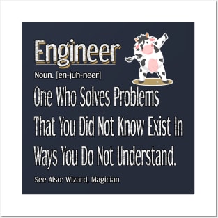 Funny Engineer Definition Awesome Engineering Gift For Cow Lovers Posters and Art